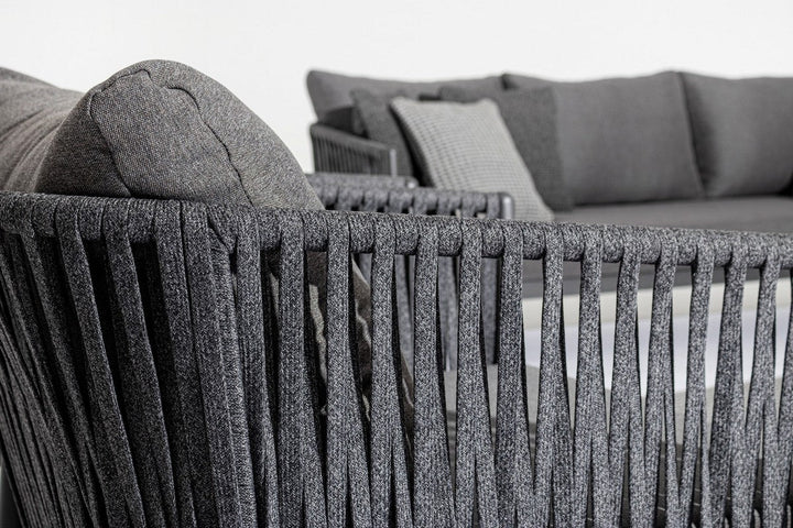 Virasat Outdoor Garden Balcony Sofa Set 3 Seater and 2 Single Seater With 1 Center Table Set, Braid & Rope (Dark Grey)