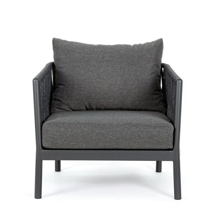 Virasat Outdoor Garden Balcony Sofa Set 3 Seater and 2 Single Seater With 1 Center Table Set, Braid & Rope (Dark Grey)