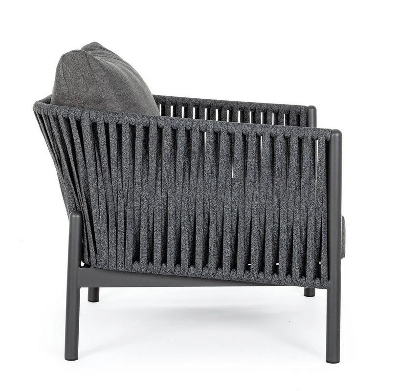 Virasat Outdoor Garden Balcony Sofa Set 3 Seater and 2 Single Seater With 1 Center Table Set, Braid & Rope (Dark Grey)