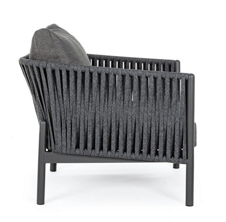 Virasat Outdoor Garden Balcony Sofa Set 3 Seater and 2 Single Seater With 1 Center Table Set, Braid & Rope (Dark Grey)