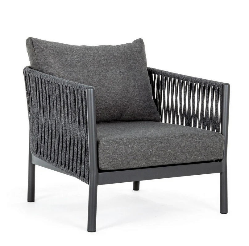 Virasat Outdoor Garden Balcony Sofa Set 3 Seater and 2 Single Seater With 1 Center Table Set, Braid & Rope (Dark Grey)