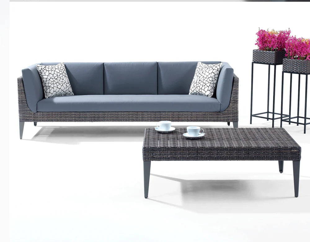 Virasat Outdoor Garden Balcony Sofa Set 3 Seater and 2 Single Seater With 1 Center Table Set (Brown + Navy Blue)-VIRASAT FURNITURE & FURNISHING