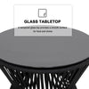 Virasat Outdoor Patio Seating Set 2 Chairs 1 Table Black White Braided Rope-VIRASAT FURNITURE & FURNISHING
