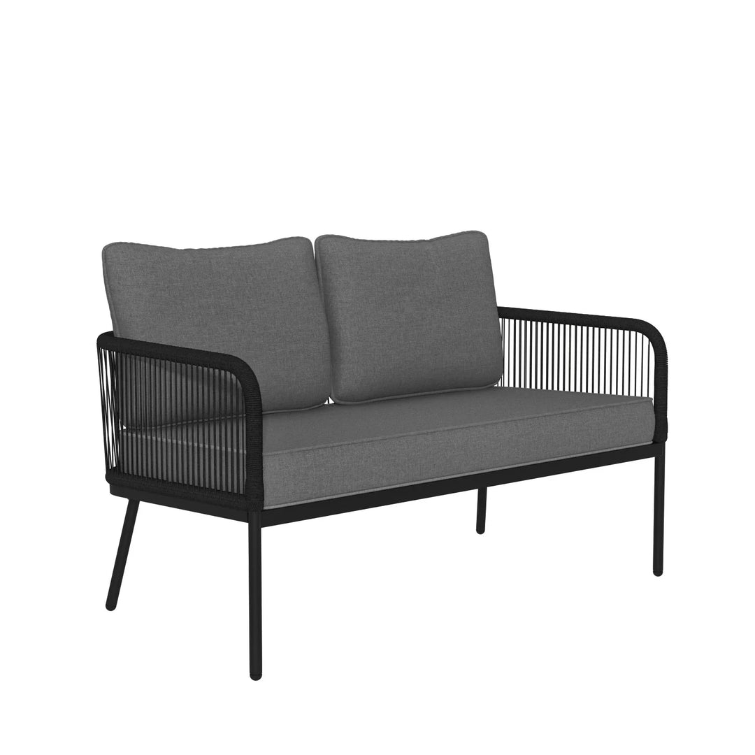 Virasat Fletcher Outdoor Garden Balcony Sofa Set 2 Seater, 2 Single seater and 1 Center Table Set Braid & Rope (Dark Grey)