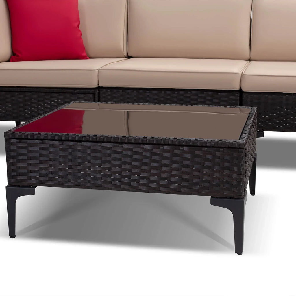 Virasat Outdoor Sofa Set 5 Seater and 1 Center Table Set (Dark Brown)-VIRASAT FURNITURE & FURNISHING