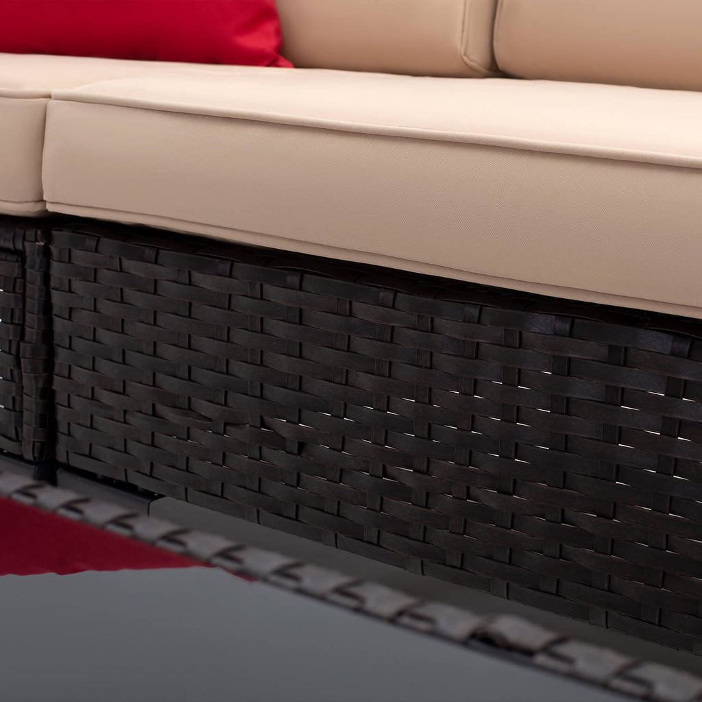 Virasat Outdoor Sofa Set 5 Seater and 1 Center Table Set (Dark Brown)-VIRASAT FURNITURE & FURNISHING