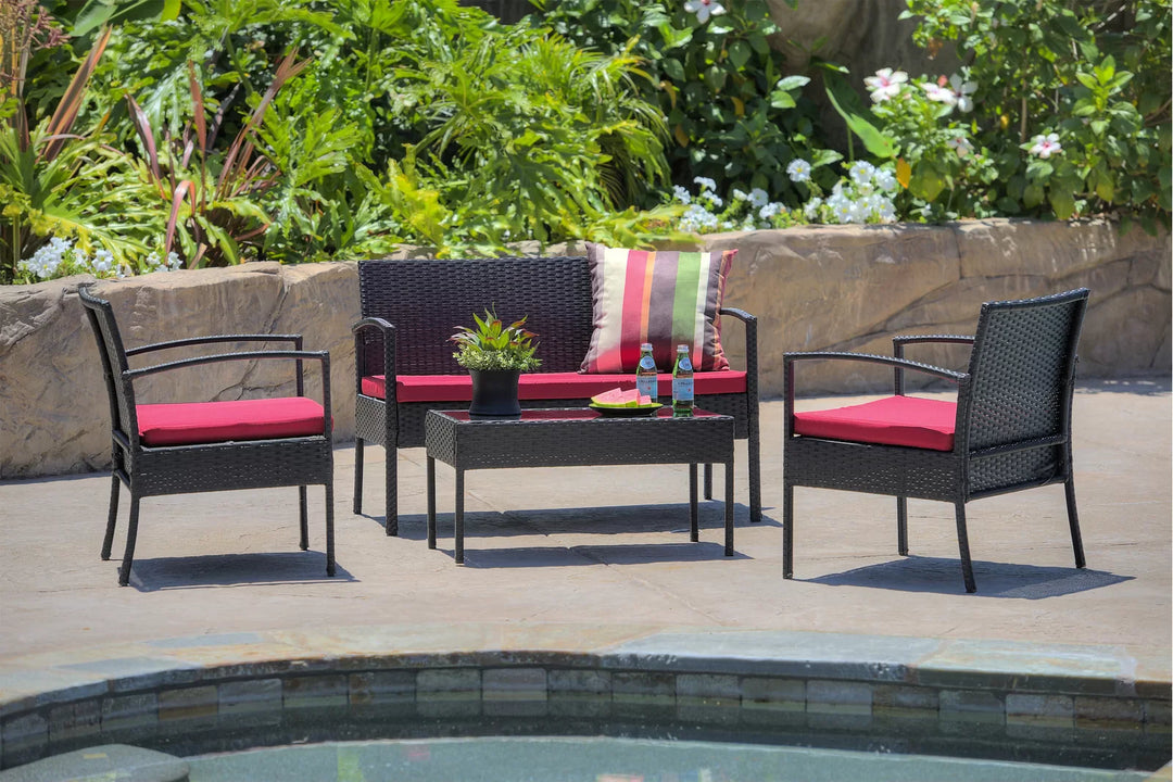 Virasat Aver Outdoor Sofa Set 2 Seater , 2 Single seater and 1 Center Table Set (Black)