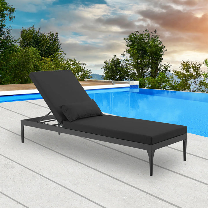 Virasat Disla Outdoor Swimming Poolside Lounger (Black) Set of 2