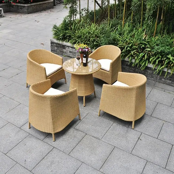 Virasat Pepe Outdoor Patio Seating Set 4 Chairs and 1 Table Set (Honey)