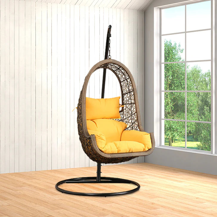 VIRASAT FURNITURE UMBERTO SINGLE SEATER HANGING SWING WITH STAND FOR BALCONY & GARDEN SWING (BROWN)