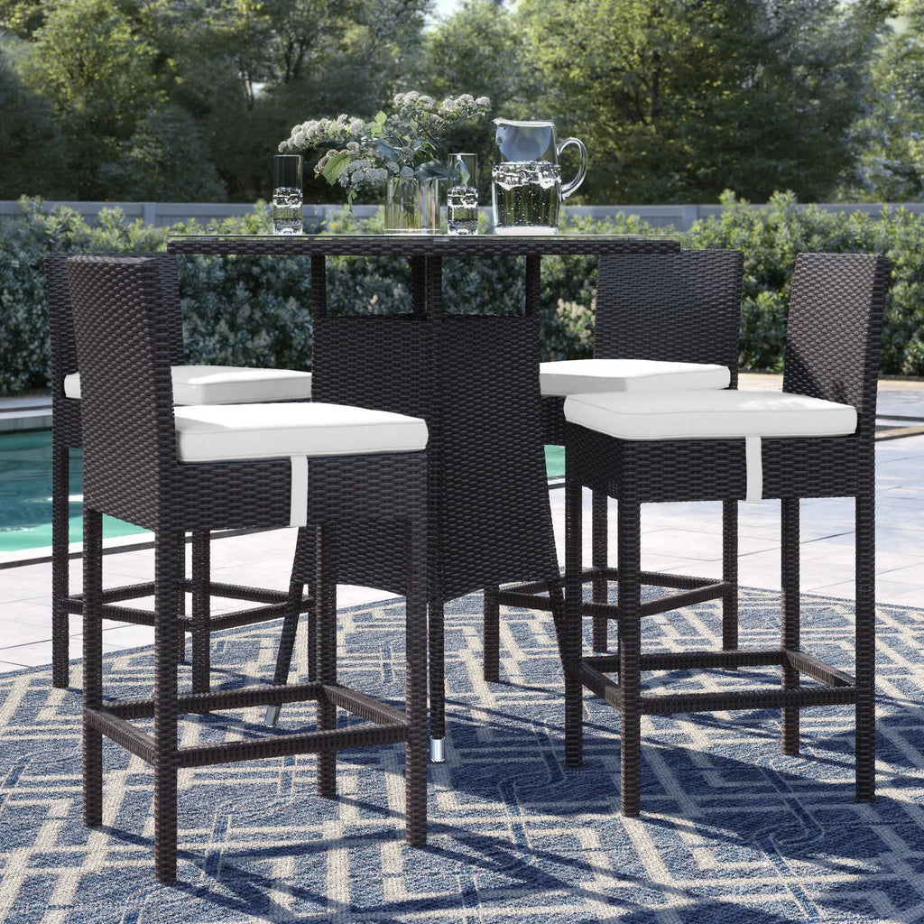 Virasat Outdoor Patio Bar Sets 4 Chairs and 1 Table (Dark Brown)-VIRASAT FURNITURE & FURNISHING