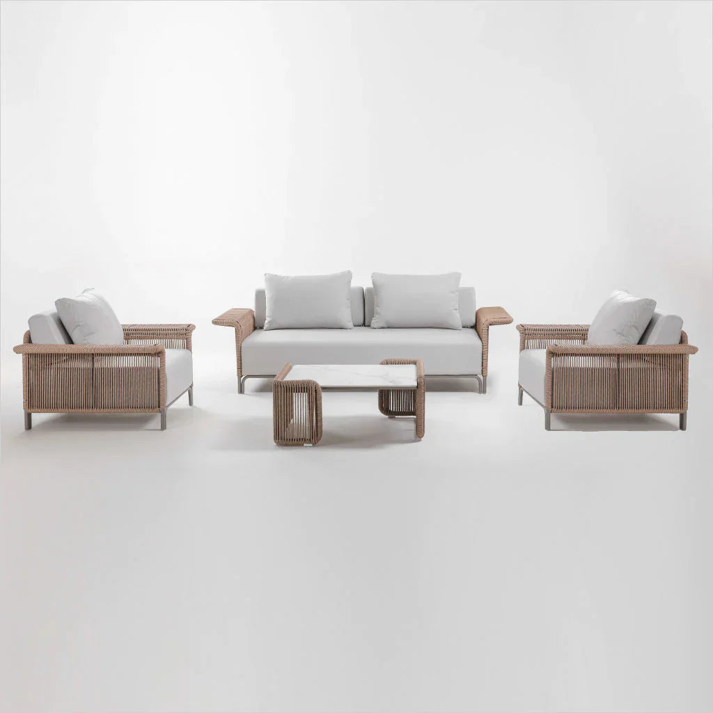 Virasat Buratti Outdoor Sofa Set 2 Seater , 2 Single seater and 1 Center Table Braided & Rope