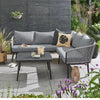 VIRASAT FURNITURE 6 SEATER L-SHAPE OUTDOOR ROPE CONVERSATION SOFA SET (GREY)