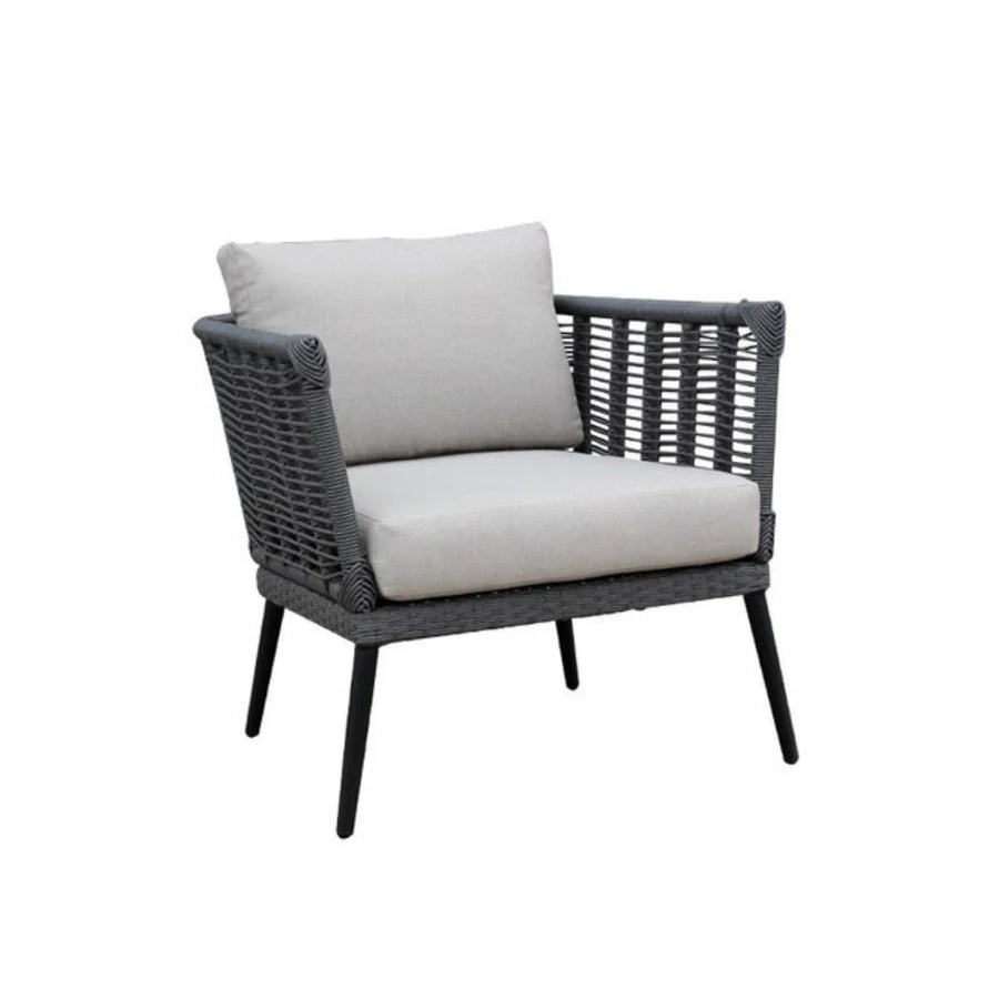 VIRASAT FURNITURE OUTDOOR GREY ROPE SOFA SET 7-SEATER WITH GLASS TOP CENTER TABLE