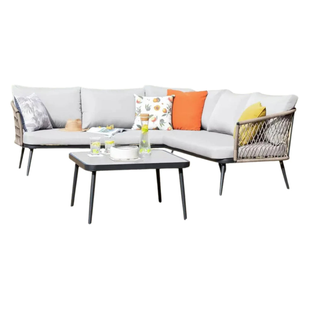 VIRASAT FURNITURE 5 SEATER L-SHAPE OUTDOOR HANDWOVEN ROPE SOFA SET (ALL-WEATHER)