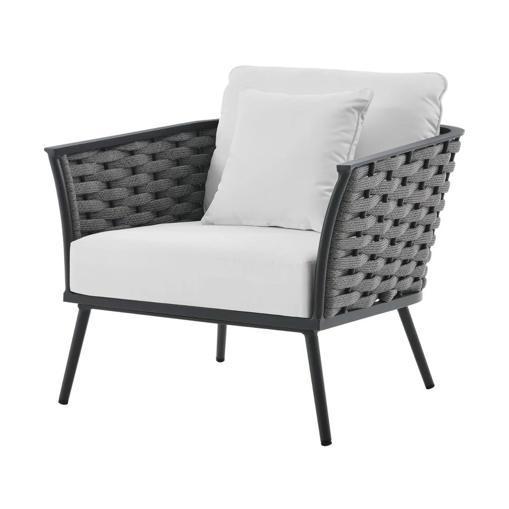 VIRASAT FURNITURE Outdoor Rope 3-Piece Patio Set With Wooden Top Table
