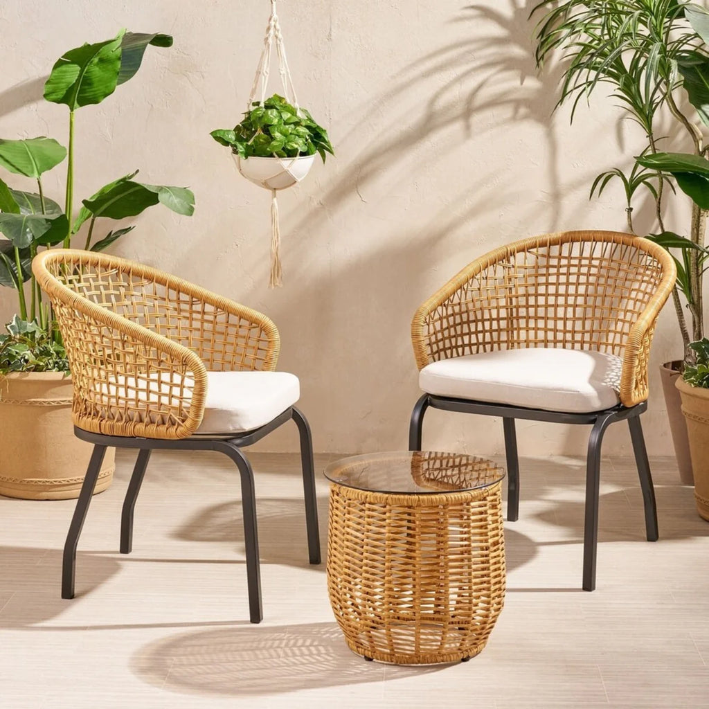 VIRASAT FURNITURE 3 Piece Garden Outdoor Rope Patio Set