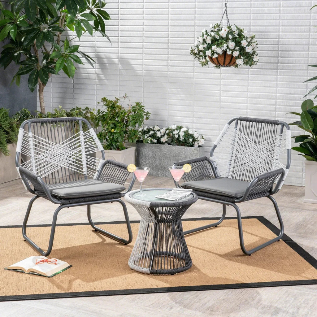 VIRASAT FURNITURE Outdoor Rope Double Tone 3-Piece Patio Set
