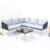 VIRASAT FURNITURE L-SHAPE OUTDOOR ROPE SOFA SET 6-SEATER WITH CENTER TABLE (GREY)