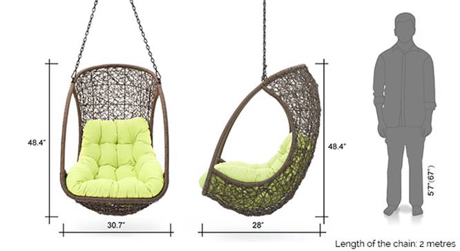 Virasat Single Seater Hanging Swing Without Stand For Balcony, Garden Swing (Dark Brown)-VIRASAT FURNITURE & FURNISHING