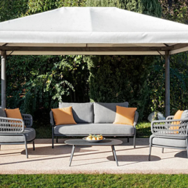 Virasat Outdoor Garden Balcony Sofa Set 2 Seater, 2 Single Seater 1 Center Table Set Braid & Rope (Dark Grey)