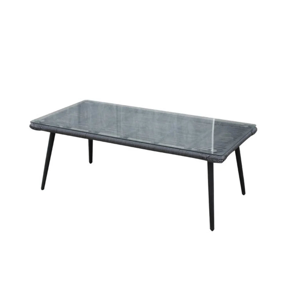 VIRASAT FURNITURE OUTDOOR GREY ROPE SOFA SET 7-SEATER WITH GLASS TOP CENTER TABLE