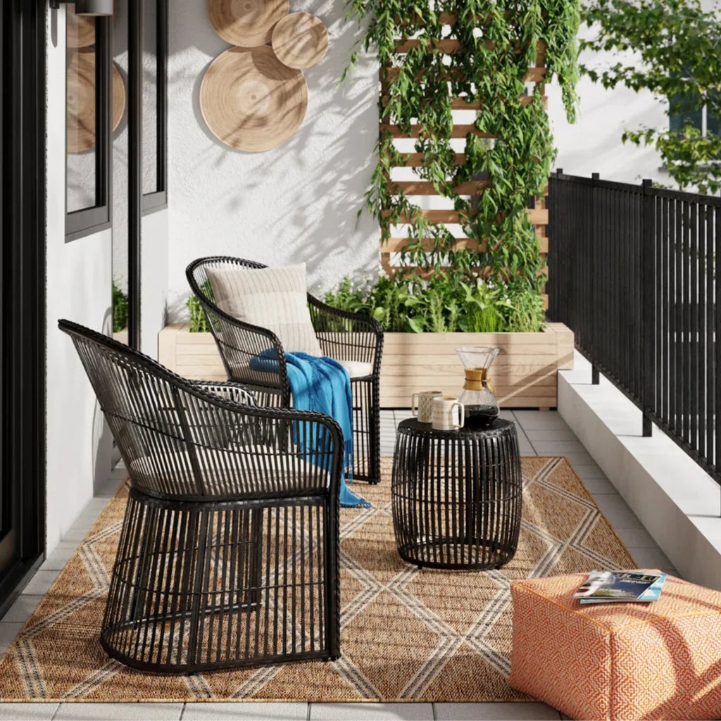 VIRASAT FURNITURE 3-Piece Outdoor Rattan Wicker Patio Set