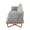 VIRASAT FURNITURE OUTDOOR 6-PIECE ROPE WOVEN CONVERSATION SOFA SET WITH WOODEN TOP TABLE (GREY)