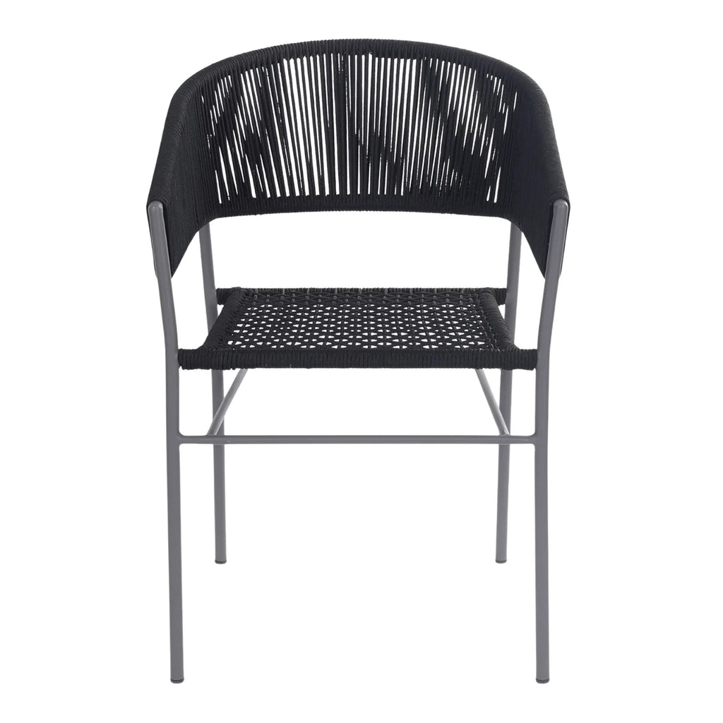 VIRASAT FURNITURE 3-Piece Black Rope Outdoor Patio Set with Cushions & Center Table