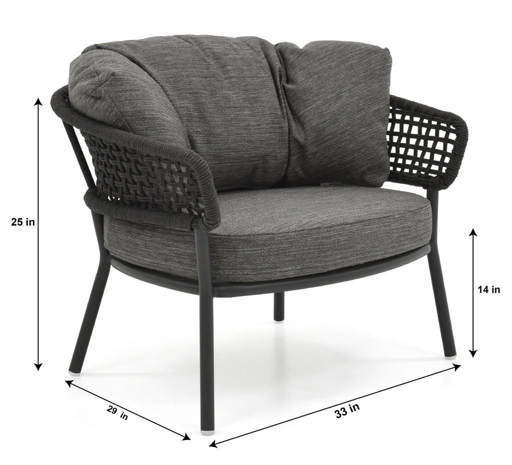 Virasat Outdoor Sofa Set 3 Seater, 2 Single Seater and 1 Center Table Set (Black) Braided & Rope-VIRASAT FURNITURE & FURNISHING