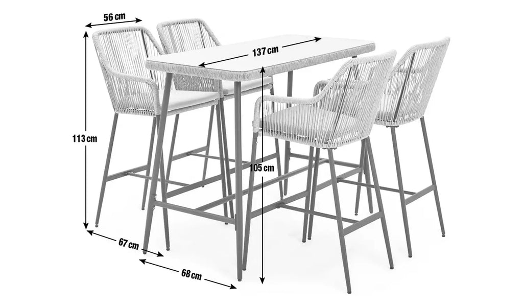 Virasat Outdoor Patio Bar Sets 4 Chairs 1 Table Light Brown-VIRASAT FURNITURE & FURNISHING