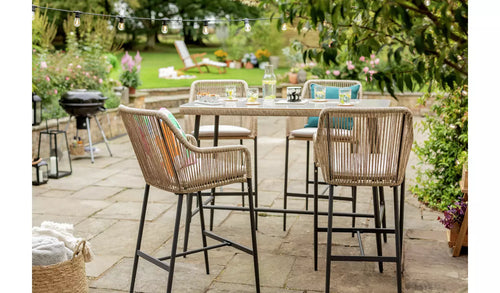 Virasat Outdoor Patio Bar Sets 4 Chairs 1 Table Light Brown-VIRASAT FURNITURE & FURNISHING