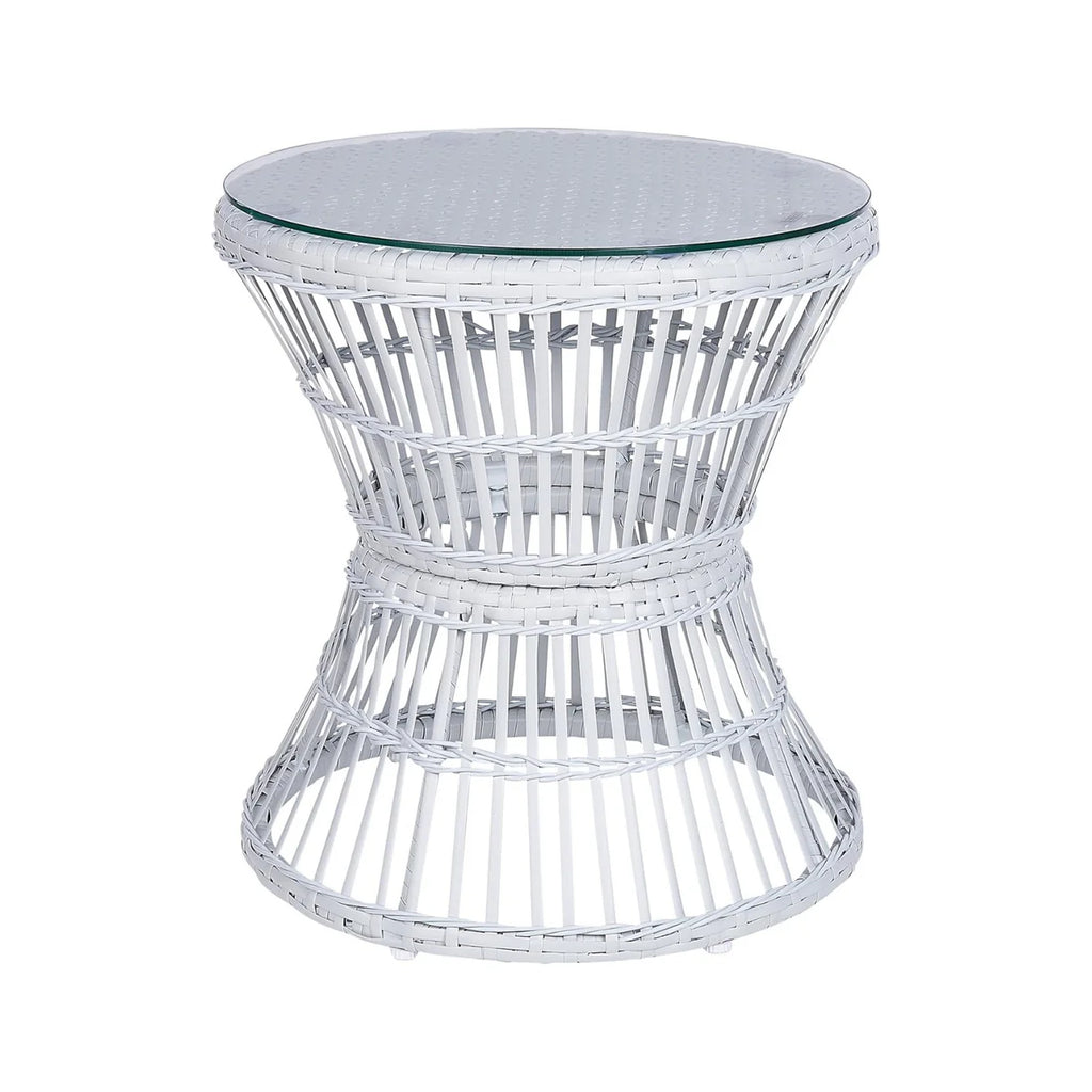 VIRASAT FURNITURE Outdoor Wicker Patio Set with Glass Top Table