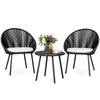 Virasat Outdoor Patio Seating Set 2 Chairs and 1 Table Set (Black) Braided & Rope-VIRASAT FURNITURE & FURNISHING