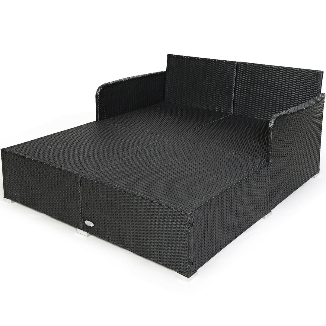 Virasat Maurizio Outdoor Poolside Sunbed With Cushion Daybed (Black)