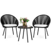 VIRASAT FURNITURE VOLTA OUTDOOR PATIO SEATING SET 2 CHAIRS AND 1 TABLE SET (BLACK) BRAIDED & ROPE
