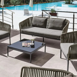 Virasat Outdoor Garden Balcony Sofa Set 2 Seater, 2 Single Seater 1 Center Table Set (Dark Grey)