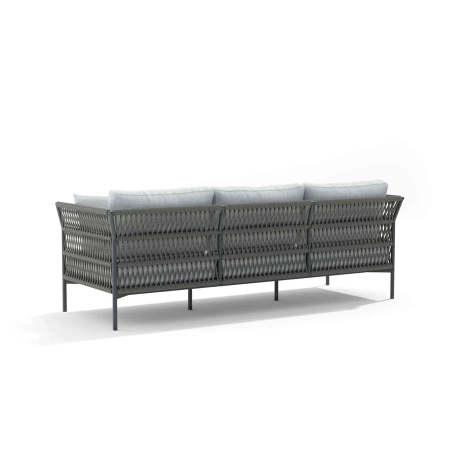 VIRASAT FURNITURE OUTDOOR ROPE SOFA SET 7-SEATER WITH GLASS TOP CENTER TABLE (GREY/BEIGE)