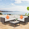 VIRASAT FURNITURE 7 SEATER L-SHAPE OUTDOOR WICKER SOFA SET 3-PIECE (BROWN & WHITE)
