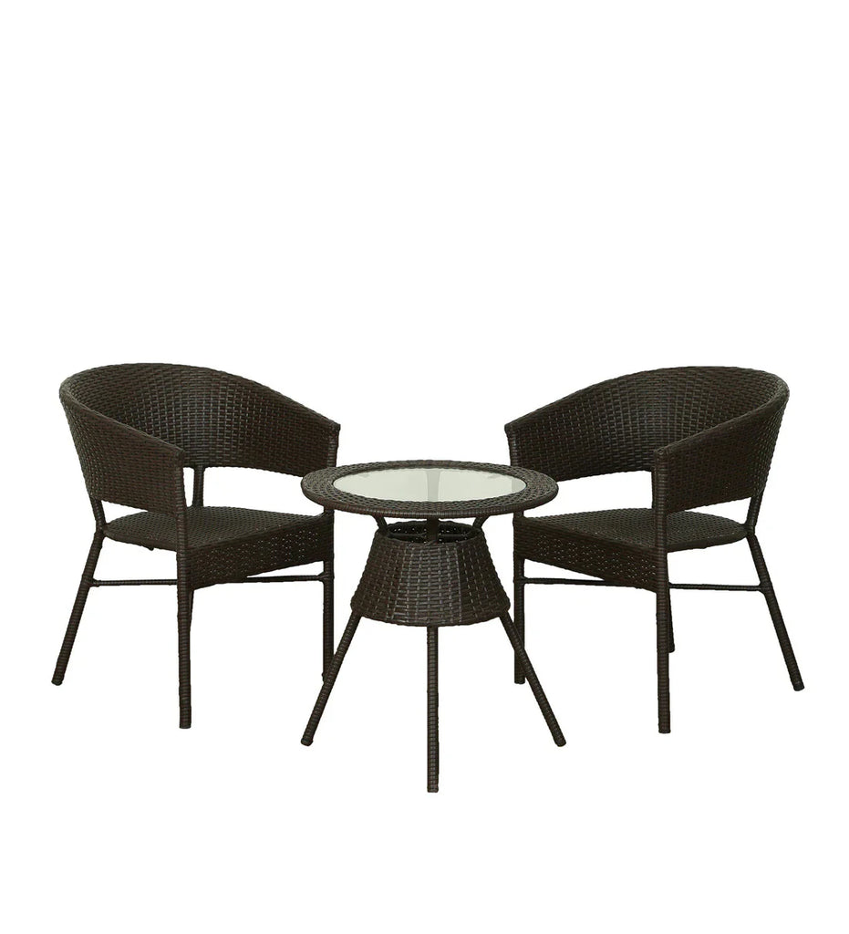 Virasat Outdoor Patio Seating Set 2 Chairs and 1 Table Set (Brown)-VIRASAT FURNITURE & FURNISHING
