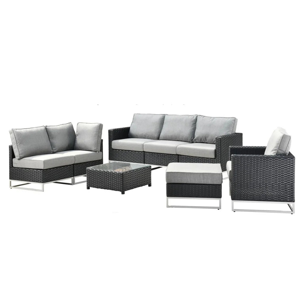 VIRASAT FURNITURE L-SHAPE OUTDOOR RATTAN WICKER SOFA SET 7-SEATER