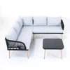 VIRASAT FURNITURE L-SHAPE OUTDOOR ROPE SOFA SET 6-SEATER WITH CENTER TABLE (GREY)