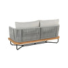 VIRASAT FURNITURE OUTDOOR 6-PIECE ROPE WOVEN CONVERSATION SOFA SET WITH WOODEN TOP TABLE (GREY)