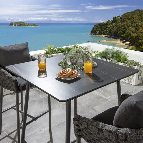 Virasat Outdoor Patio Bar Set 2 Chairs and 1 Table Set Braided & Rope (Black)-VIRASAT FURNITURE & FURNISHING