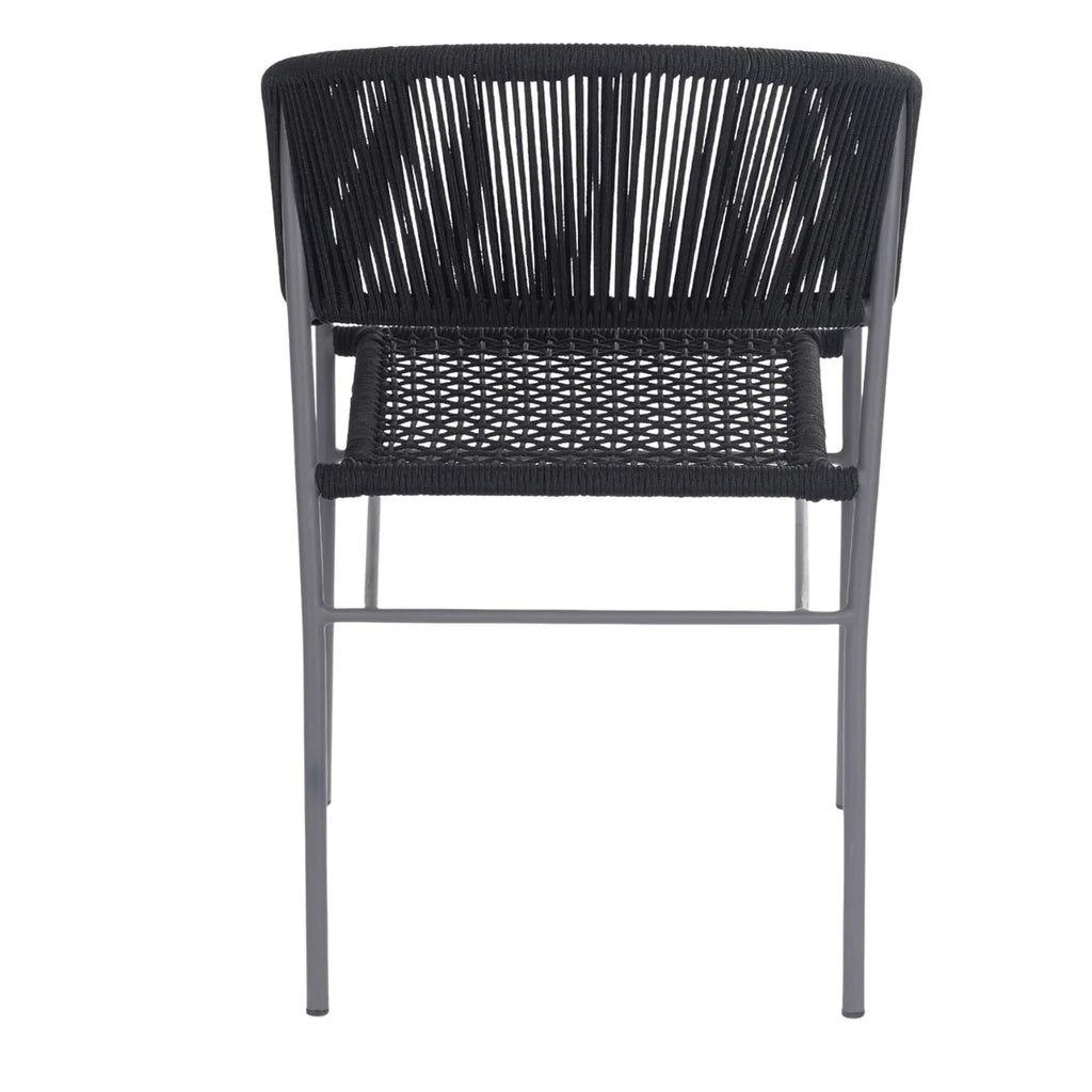 VIRASAT FURNITURE 3-Piece Black Rope Outdoor Patio Set with Cushions & Center Table