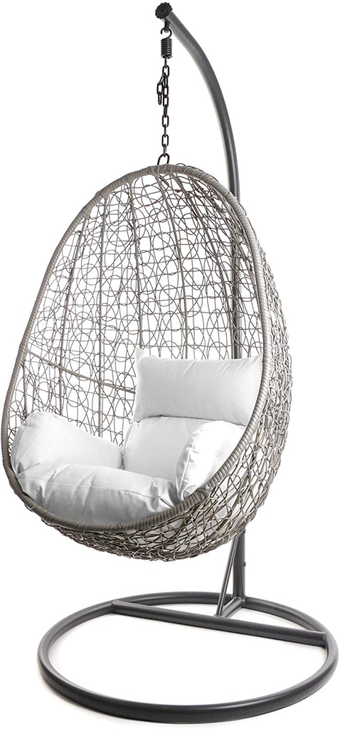 Virasat Single Seater Hanging Swing With Stand For Balcony , Garden Swing (Dark Grey)-VIRASAT FURNITURE & FURNISHING