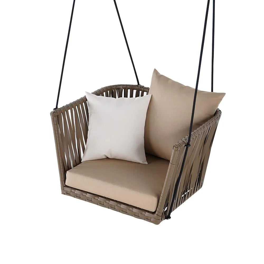 Virasat Single Seater Hanging Swing Without Stand For Balcony, Garden Swing (Brown)-VIRASAT FURNITURE & FURNISHING
