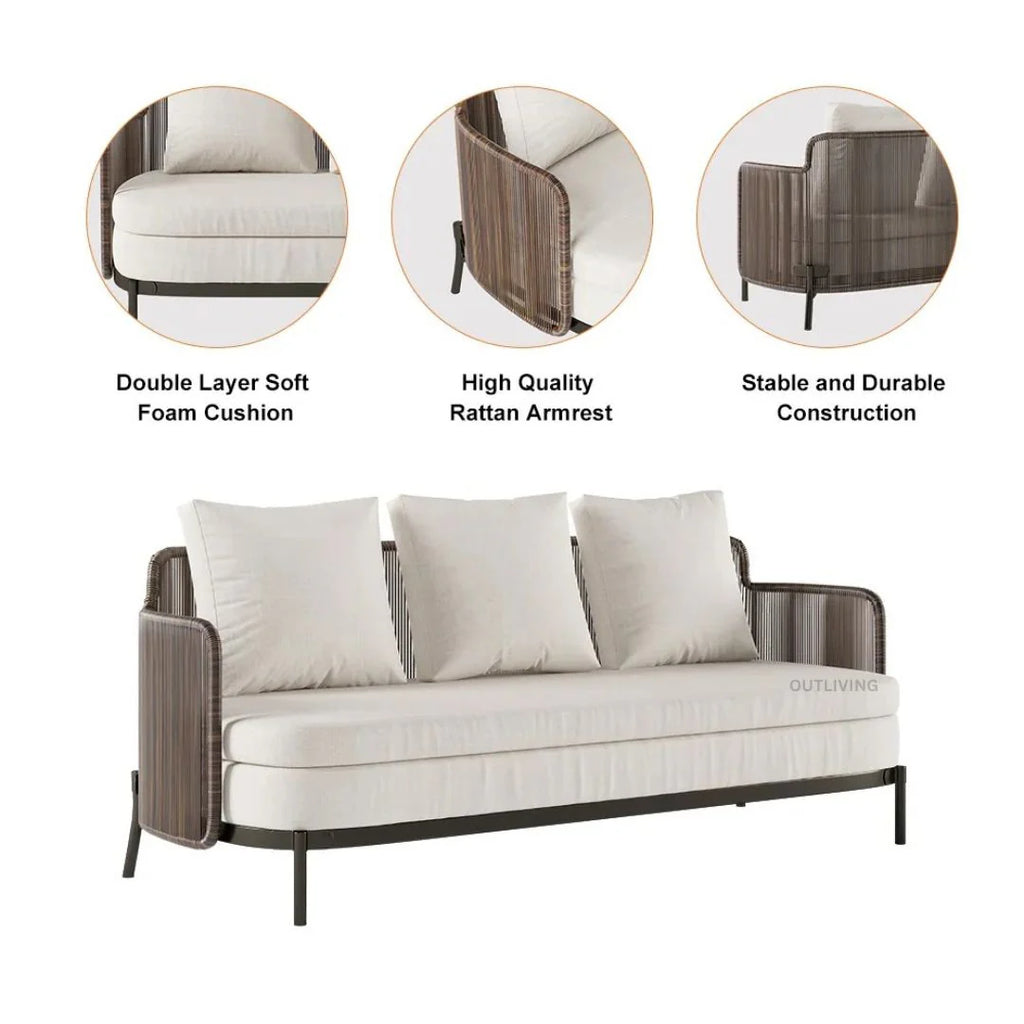 Virasat Outdoor Garden Balcony Sofa Set 3 Seater, 2 Single Seater and 1 Center Table Set (Brown)-VIRASAT FURNITURE & FURNISHING