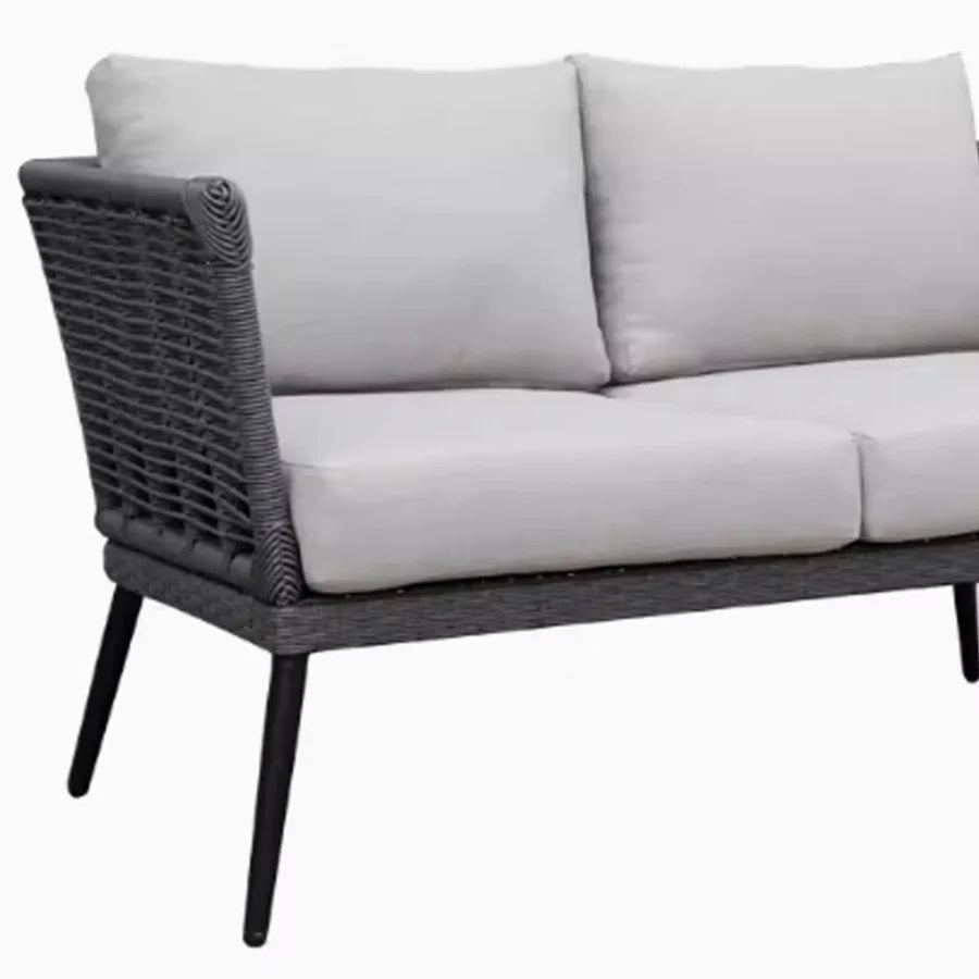 VIRASAT FURNITURE OUTDOOR GREY ROPE SOFA SET 7-SEATER WITH GLASS TOP CENTER TABLE