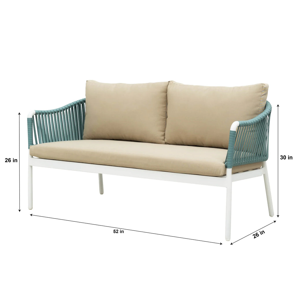Virasat Outdoor Garden Balcony Sofa Set 2 Seater, 2 Single Seater and 1 Center Table Set, Braid & Rope (White + Blue)-VIRASAT FURNITURE & FURNISHING